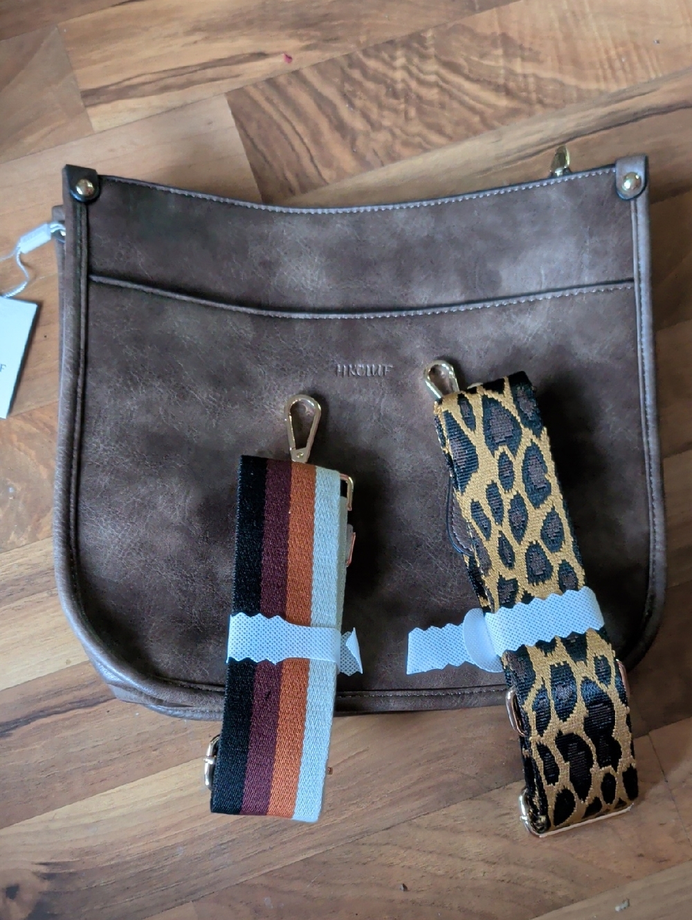 Taupe Shoulder Bag with Interchangeable Straps